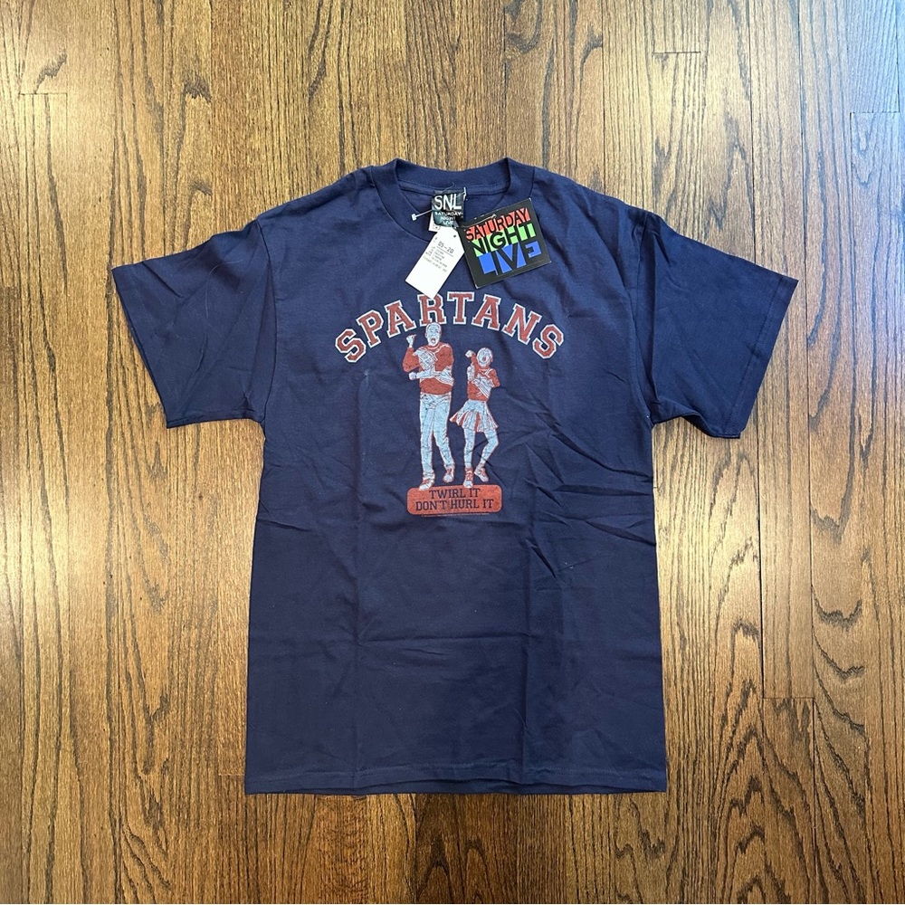 NWT SNL Spartans T-Shirt Will Ferrell Cheri Oteri Navy Blue M.